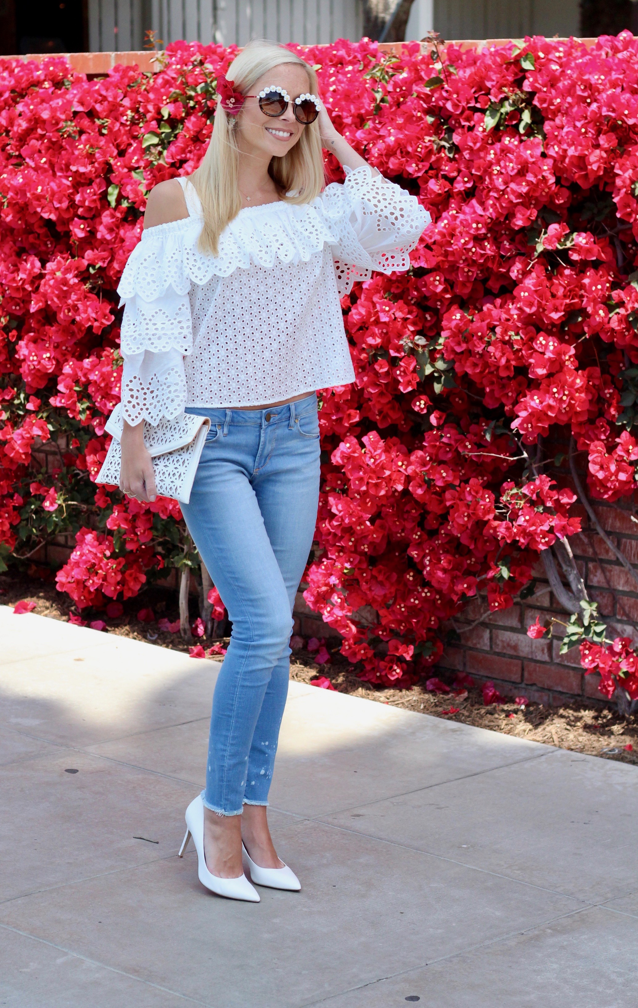 White Eyelet Top from Endless Rose & Articles of Society Jeans